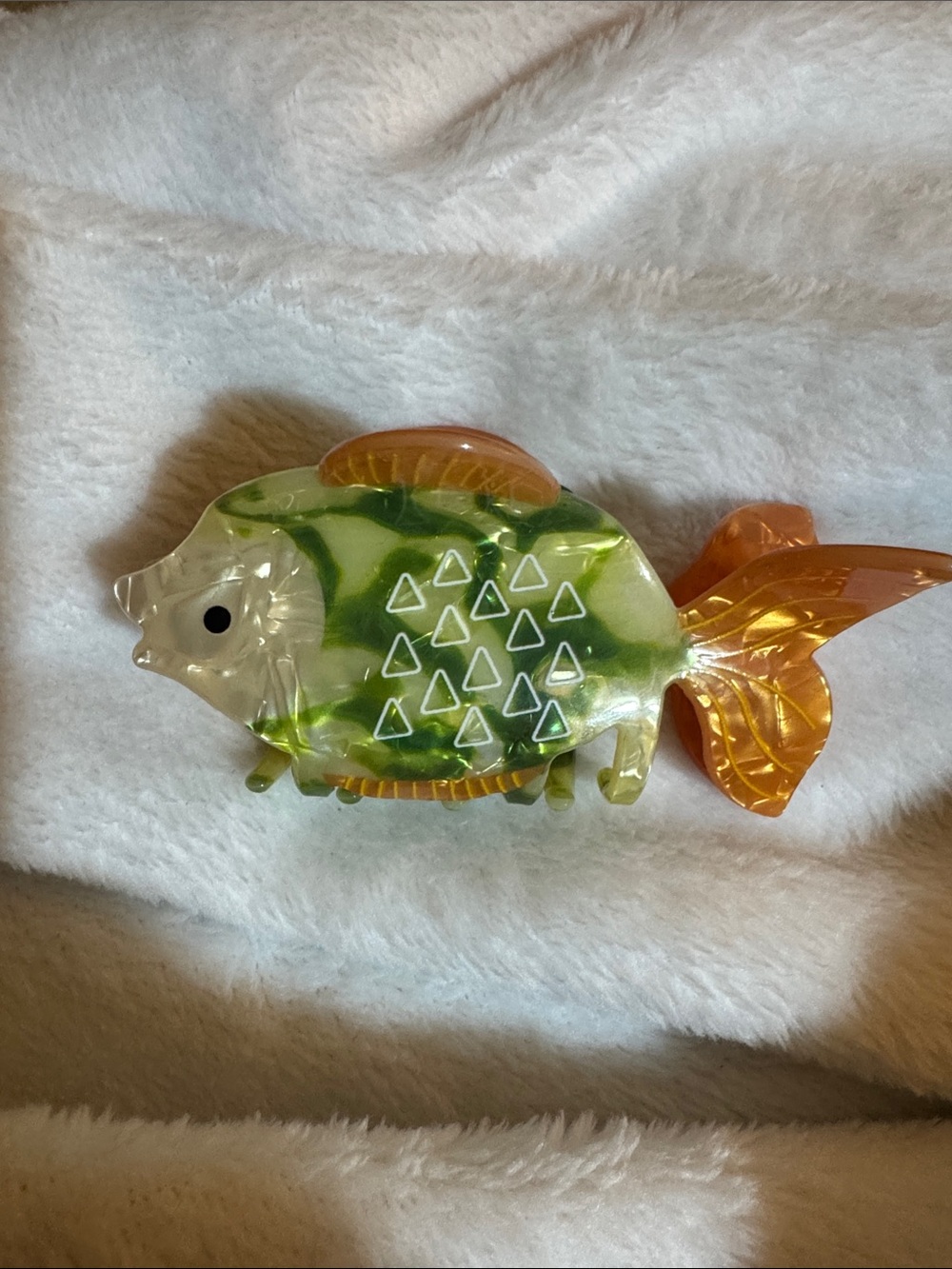 Green and Orange Fish Hair Clip - Decorative Women's Hair Accessory